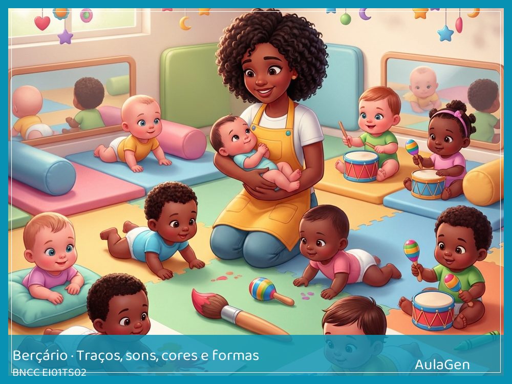 Plano de aula de Traços, sons, cores e formas para Berçário — Traços de água (BNCC EI01TS02) | AulaGen