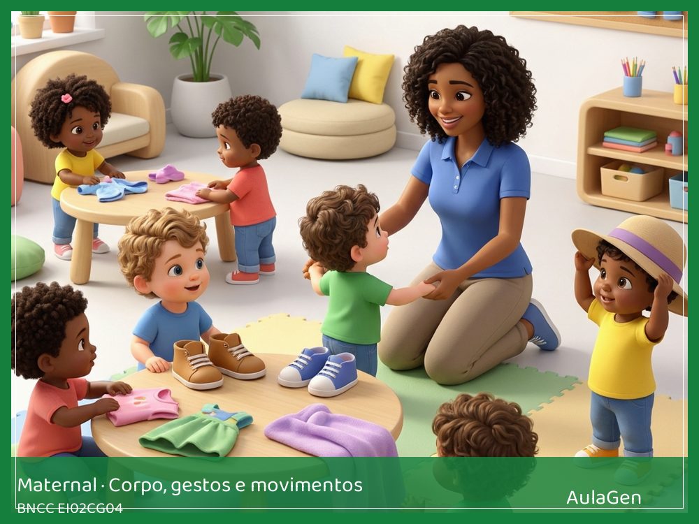 Plano de aula de Corpo, gestos e movimentos para Maternal — Calçar e descalçar meias (BNCC EI02CG04) | AulaGen