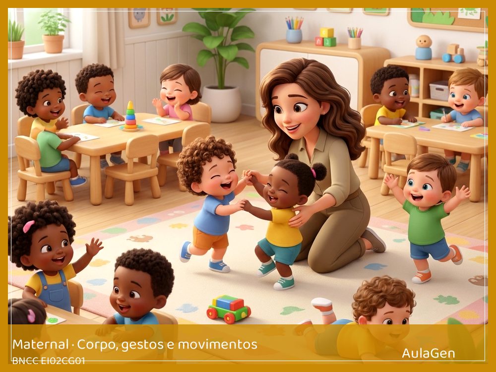Plano de aula de Corpo, gestos e movimentos para Maternal — Gestos de embalar e cuidar (BNCC EI02CG01) | AulaGen