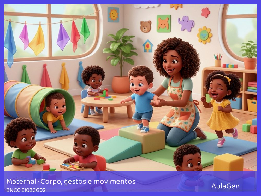 Plano de aula de Corpo, gestos e movimentos para Maternal — Ilhas para pisar e pular (BNCC EI02CG02) | AulaGen