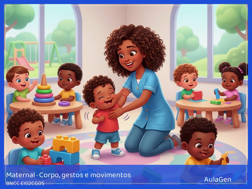 Plano de aula de Corpo, gestos e movimentos para Maternal — Mãos que encaixam e descobrem (BNCC EI02CG05) | AulaGen