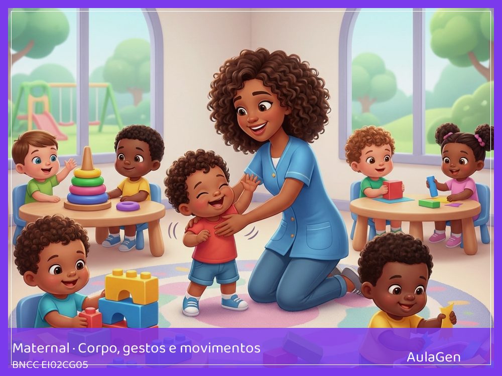 Plano de aula de Corpo, gestos e movimentos para Maternal — Mãos que juntam e separam (BNCC EI02CG05) | AulaGen