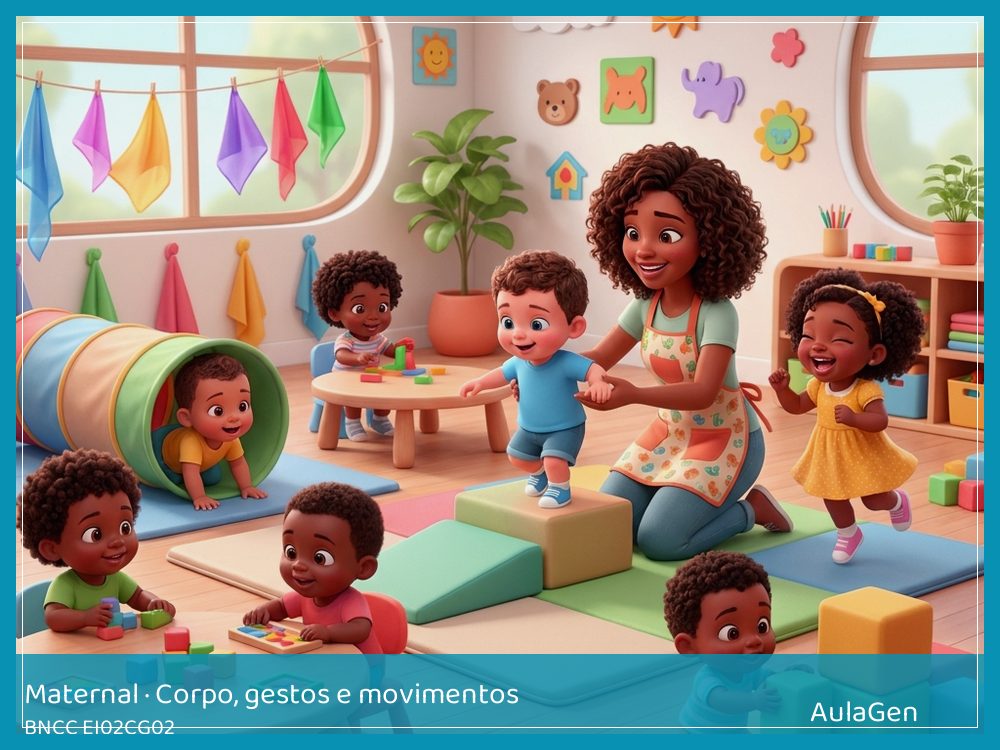 Plano de aula de Corpo, gestos e movimentos para Maternal — Passos de tartaruga, pulos de coelho (BNCC EI02CG02) | AulaGen