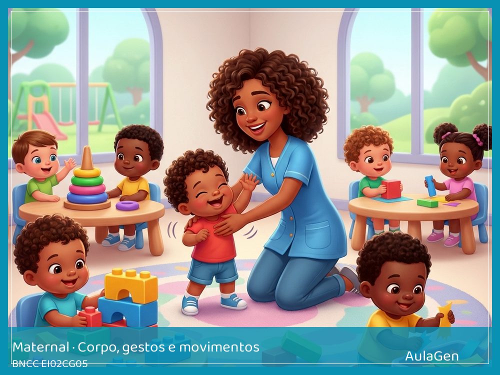 Plano de aula de Corpo, gestos e movimentos para Maternal — Pegadores que levam pompons (BNCC EI02CG05) | AulaGen