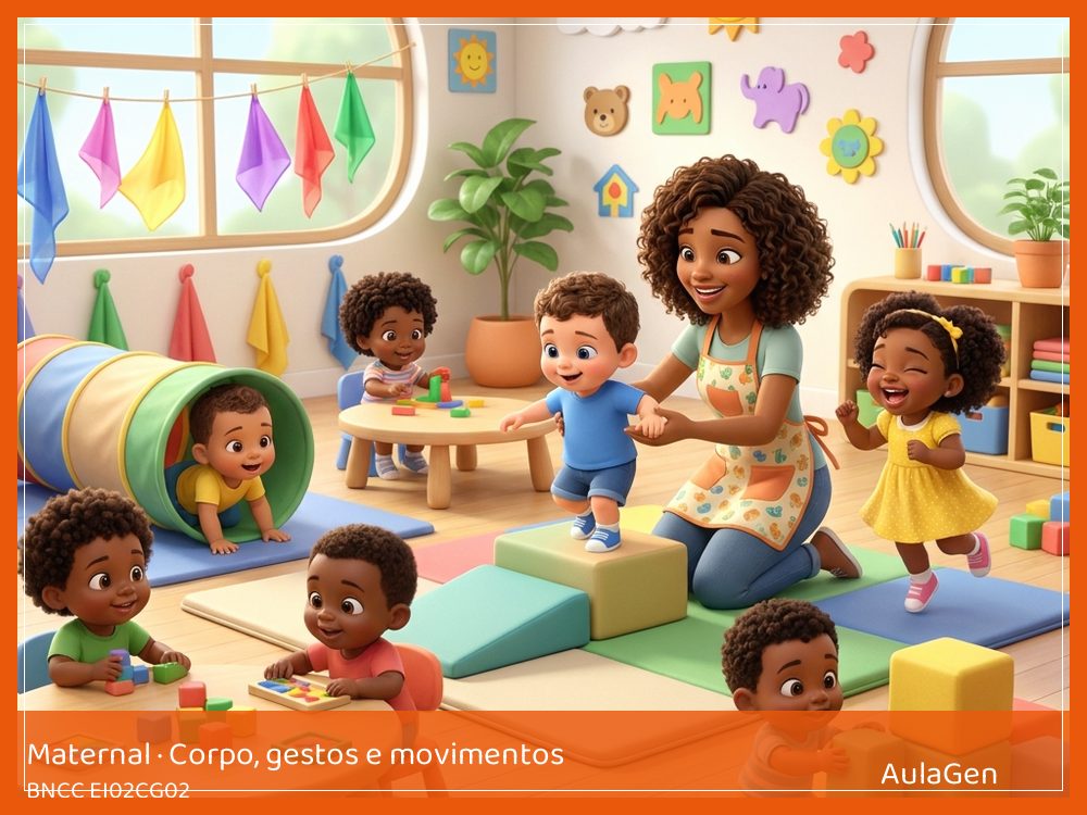 Plano de aula de Corpo, gestos e movimentos para Maternal — Pulos de sapinho (BNCC EI02CG02) | AulaGen