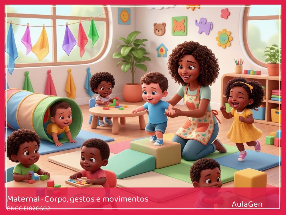 Plano de aula de Corpo, gestos e movimentos para Maternal — Sapos nas pegadas (BNCC EI02CG02) | AulaGen