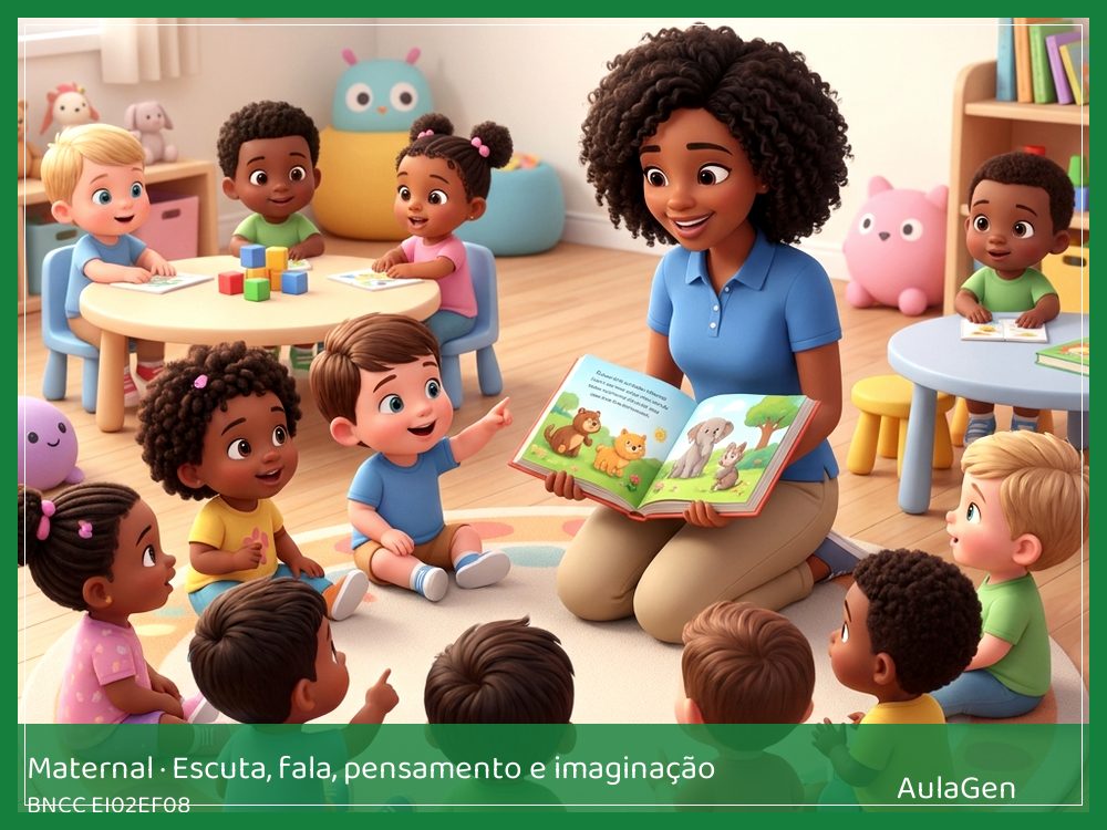 Plano de aula de Escuta, fala, pensamento e imaginação para Maternal — A sacola da história (BNCC EI02EF08) | AulaGen