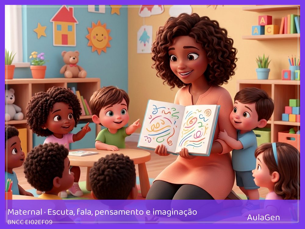 Plano de aula de Escuta, fala, pensamento e imaginação para Maternal — Cartões com minhas marcas (BNCC EI02EF09) | AulaGen