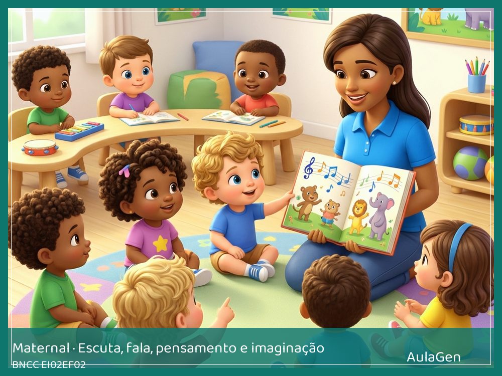 Plano de aula de Escuta, fala, pensamento e imaginação para Maternal — Parlenda do sapo com palmas (BNCC EI02EF02) | AulaGen
