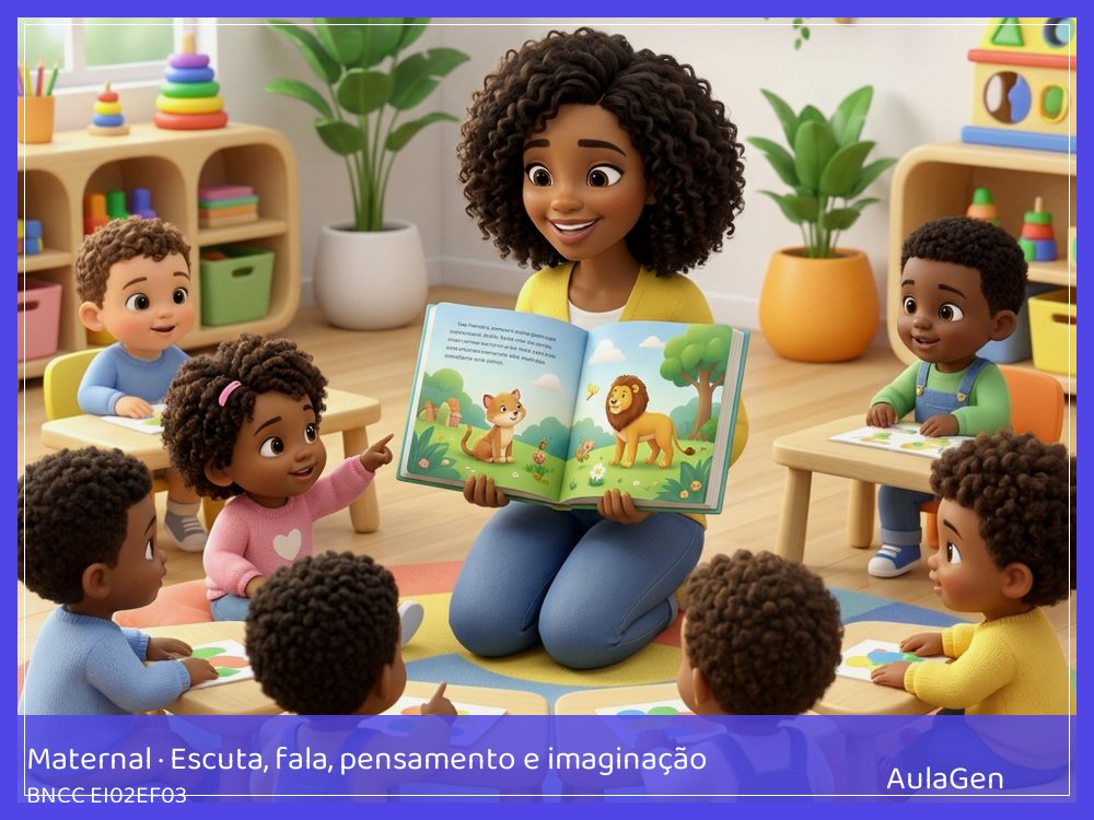Plano de aula de Escuta, fala, pensamento e imaginação para Maternal — Procura nas páginas (BNCC EI02EF03) | AulaGen