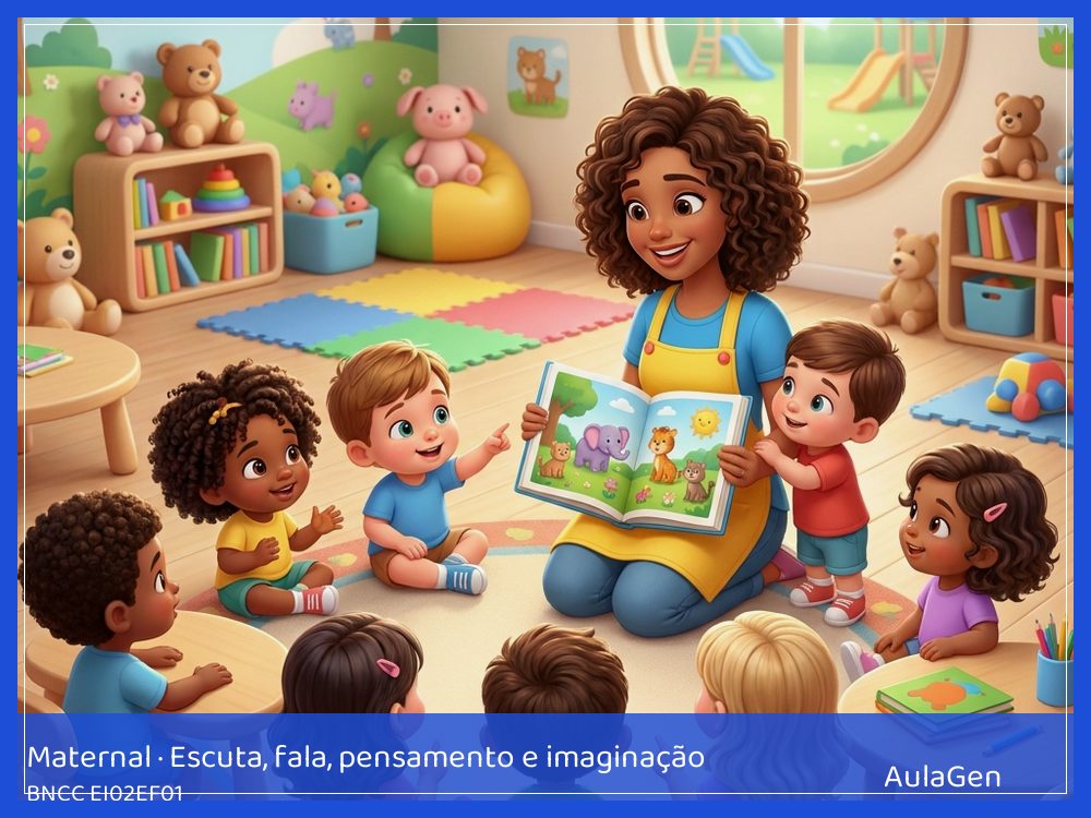 Plano de aula de Escuta, fala, pensamento e imaginação para Maternal — Quem veio brincar hoje (BNCC EI02EF01) | AulaGen