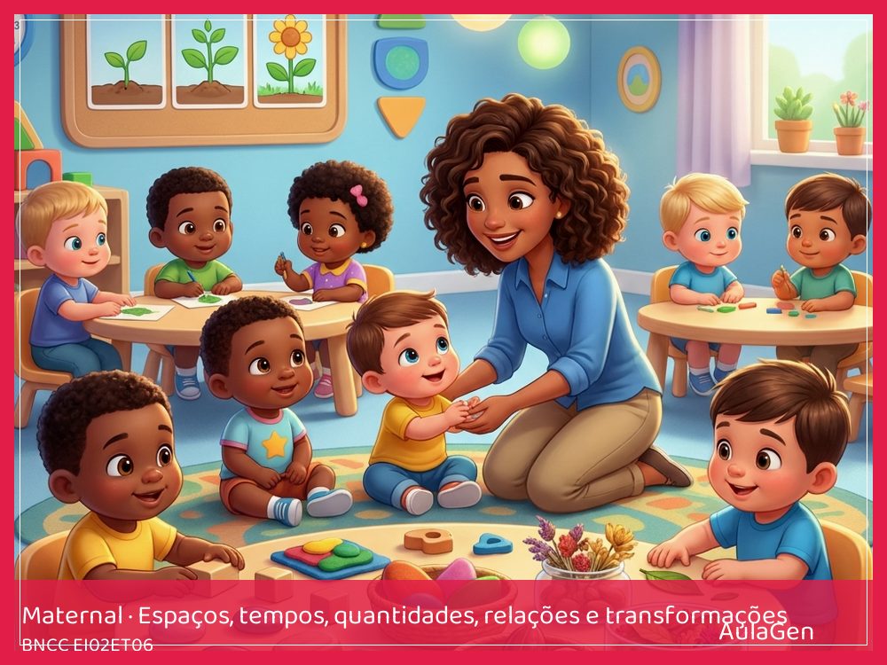 Plano de aula de Espaços, tempos, quantidades, relações e transformações para Maternal — Antes, agora e depois do lanche (BNCC EI02ET06) | AulaGen