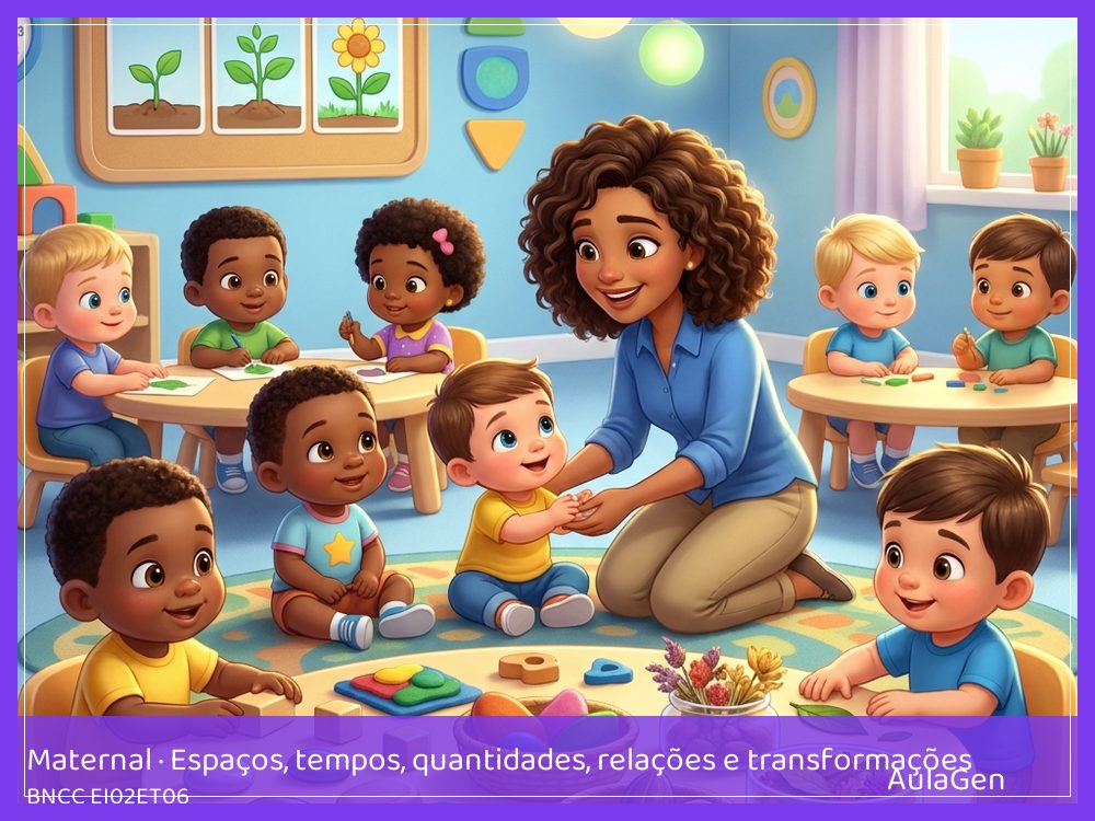 Plano de aula de Espaços, tempos, quantidades, relações e transformações para Maternal — Banana muda quando amassa (BNCC EI02ET06) | AulaGen