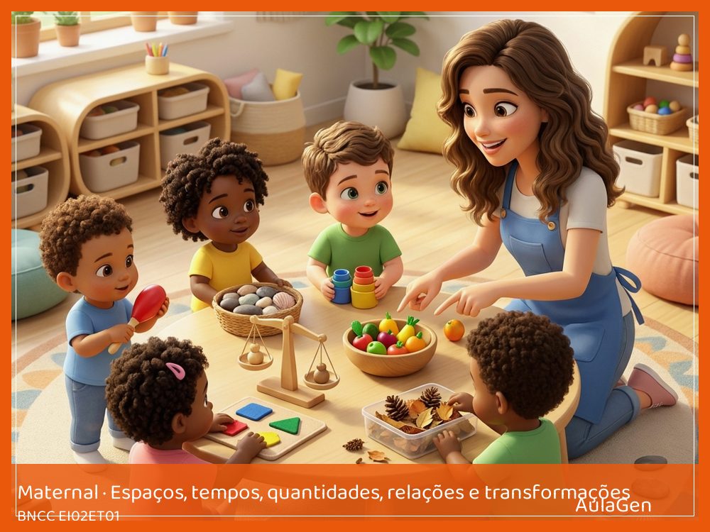 Plano de aula de Espaços, tempos, quantidades, relações e transformações para Maternal — Cesto das primeiras descobertas (BNCC EI02ET01) | AulaGen