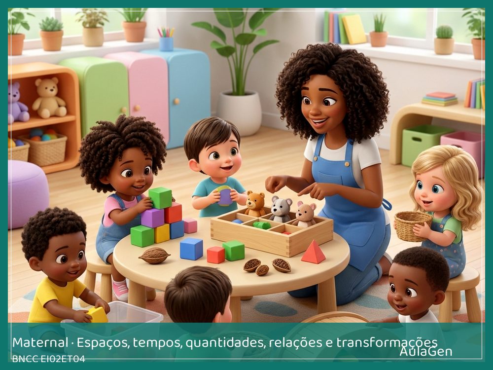 Plano de aula de Espaços, tempos, quantidades, relações e transformações para Maternal — Dentro da caixa, fora da caixa (BNCC EI02ET04) | AulaGen