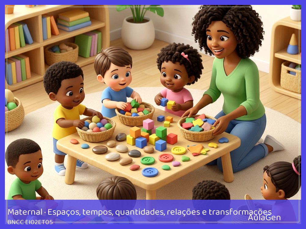 Plano de aula de Espaços, tempos, quantidades, relações e transformações para Maternal — Meias parecidas, meias diferentes (BNCC EI02ET05) | AulaGen