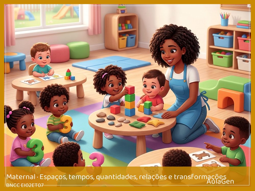 Plano de aula de Espaços, tempos, quantidades, relações e transformações para Maternal — Quantas frutas chegaram (BNCC EI02ET07) | AulaGen