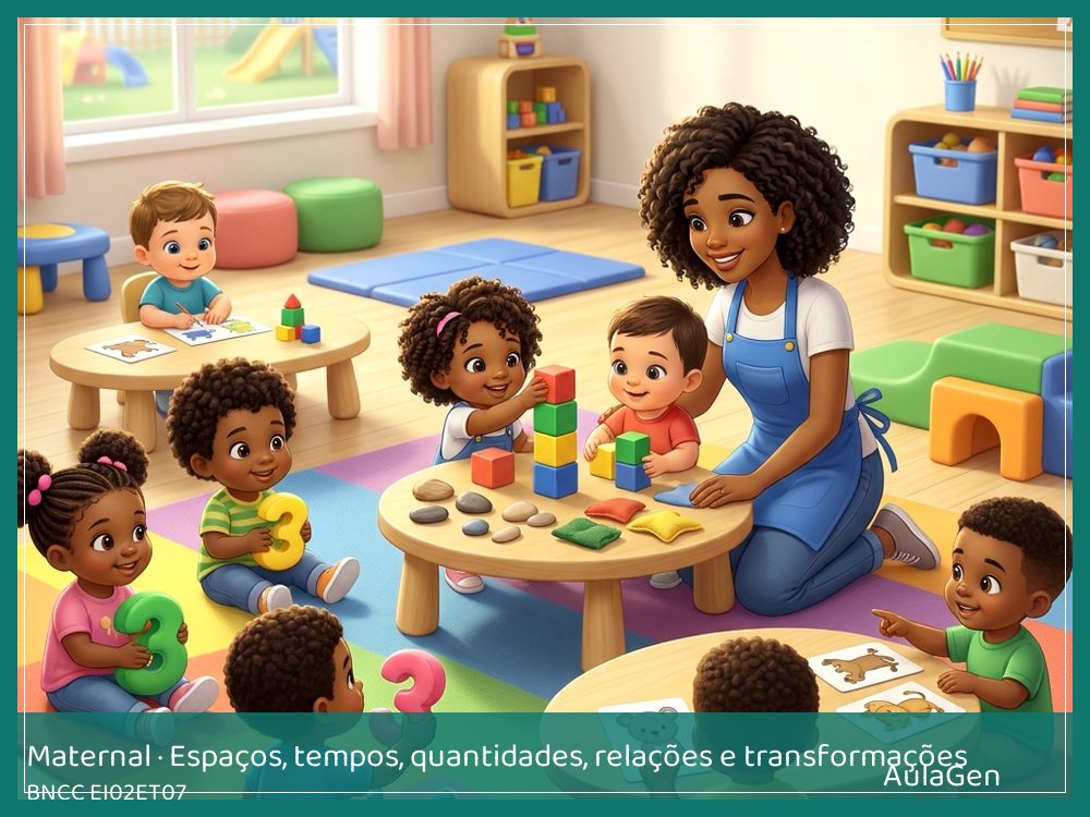 Plano de aula de Espaços, tempos, quantidades, relações e transformações para Maternal — Uma bolinha de cada vez (BNCC EI02ET07) | AulaGen