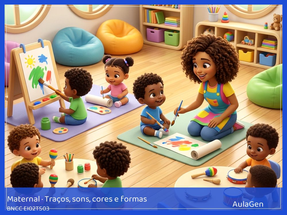 Plano de aula de Traços, sons, cores e formas para Maternal — Cantiga com chocalhos de sementes (BNCC EI02TS03) | AulaGen