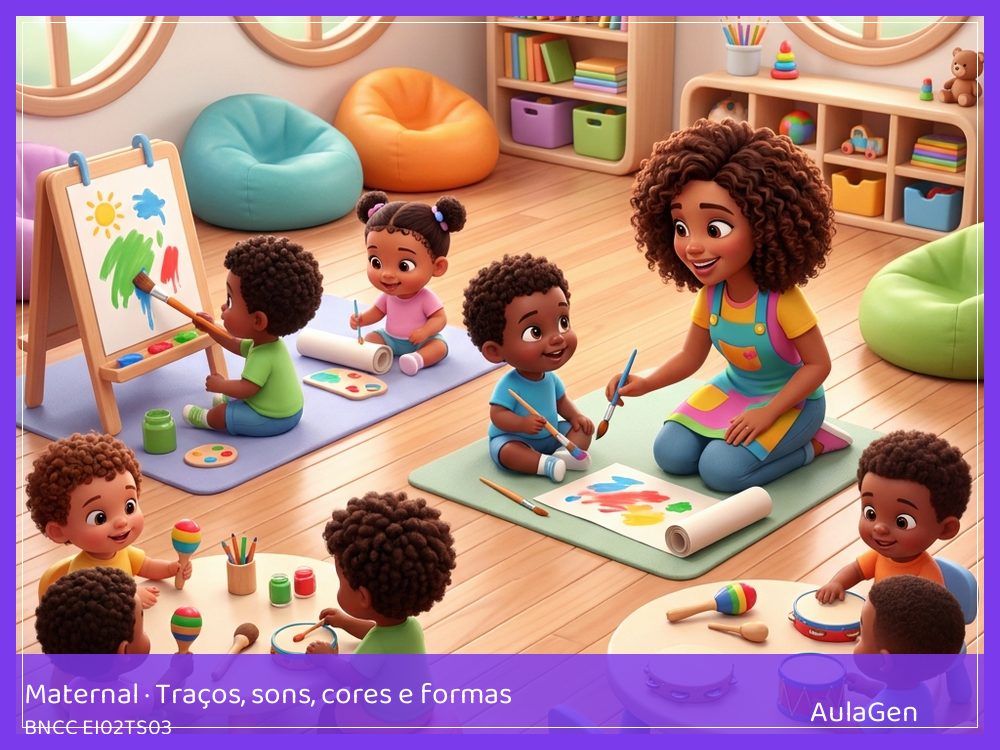 Plano de aula de Traços, sons, cores e formas para Maternal — Cantiga com som do corpo (BNCC EI02TS03) | AulaGen