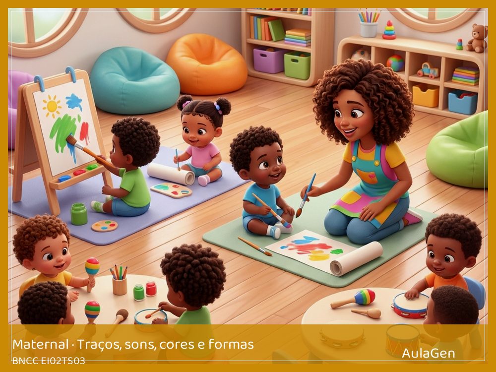 Plano de aula de Traços, sons, cores e formas para Maternal — Cantiga que abraça a turma (BNCC EI02TS03) | AulaGen