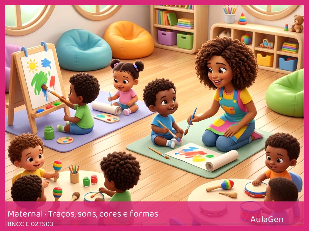Plano de aula de Traços, sons, cores e formas para Maternal — Chocalhos na cantiga (BNCC EI02TS03) | AulaGen