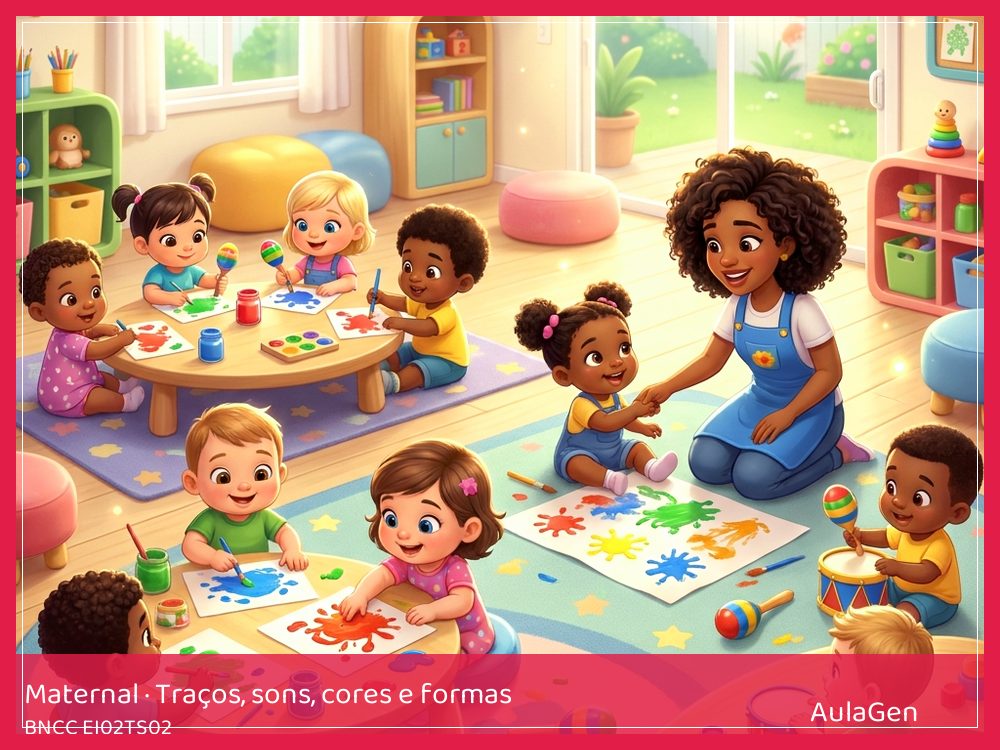 Plano de aula de Traços, sons, cores e formas para Maternal — Giz que passeia (BNCC EI02TS02) | AulaGen