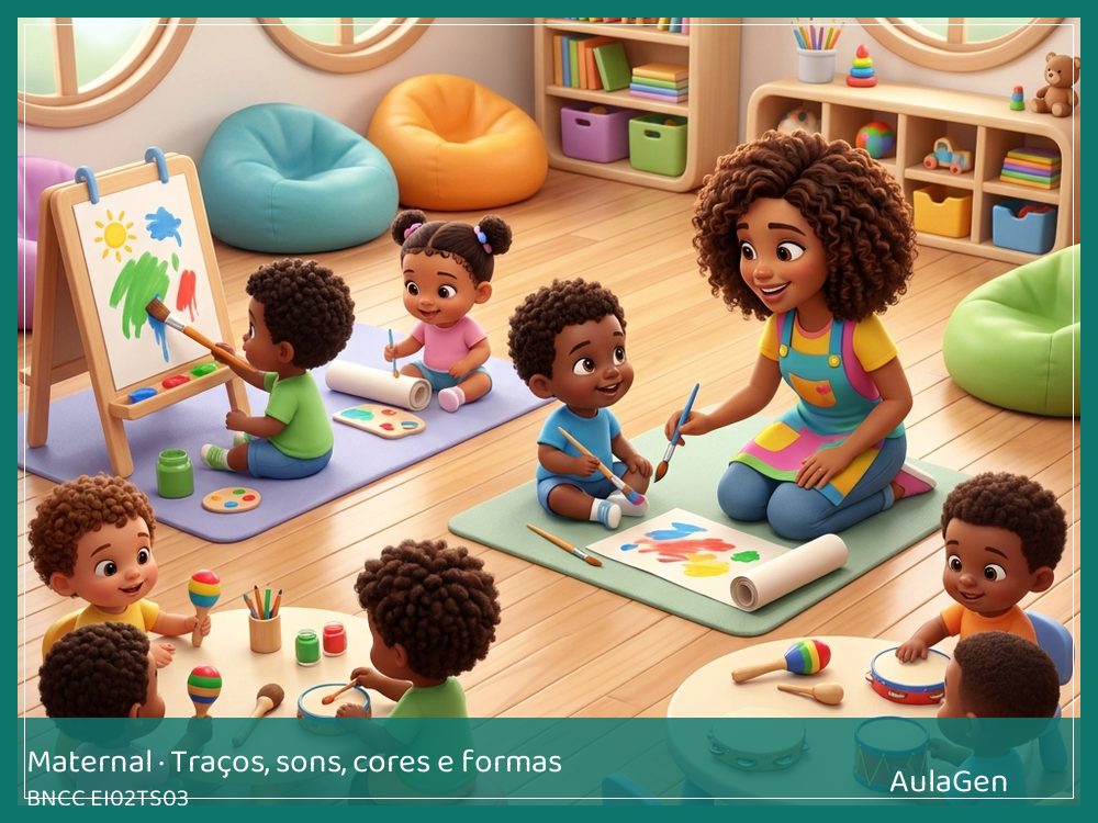 Plano de aula de Traços, sons, cores e formas para Maternal — Mapa sonoro do sapo (BNCC EI02TS03) | AulaGen