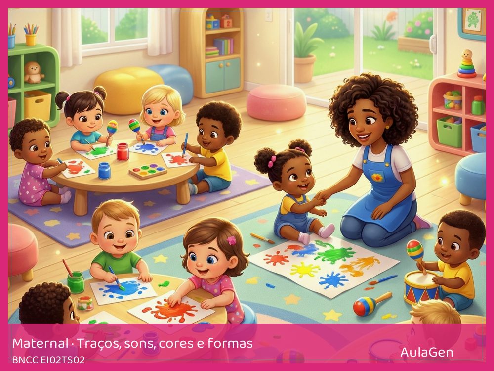 Plano de aula de Traços, sons, cores e formas para Maternal — Marcas de esponja (BNCC EI02TS02) | AulaGen