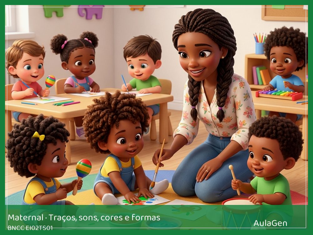 Plano de aula de Traços, sons, cores e formas para Maternal — Meu corpo faz música (BNCC EI02TS01) | AulaGen