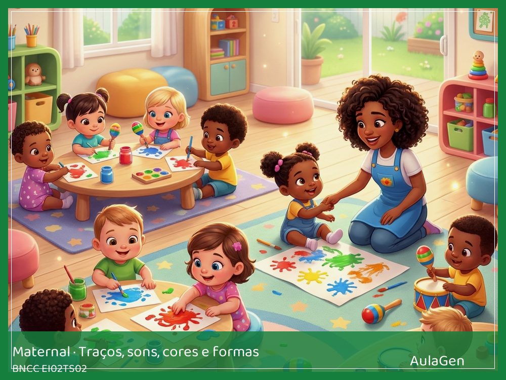 Plano de aula de Traços, sons, cores e formas para Maternal — Minhas mãos deixam marcas (BNCC EI02TS02) | AulaGen