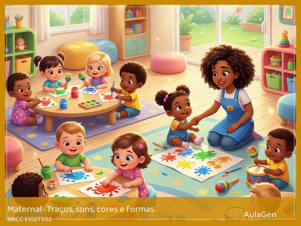 Plano de aula de Traços, sons, cores e formas para Maternal — Rabiscos pelo chão (BNCC EI02TS02) | AulaGen
