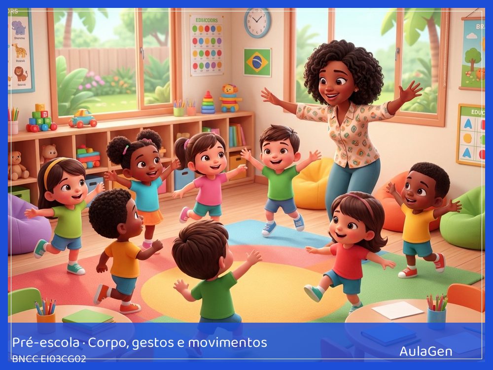 Plano de aula de Corpo, gestos e movimentos para Pré-escola — Bola que precisa de todos (BNCC EI03CG02) | AulaGen