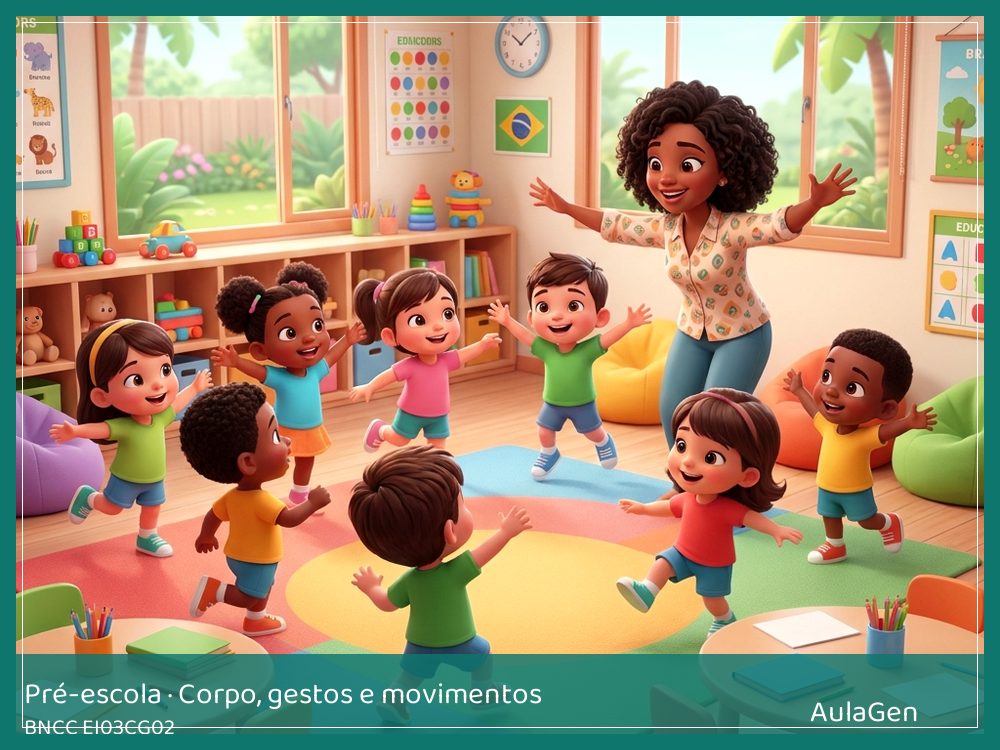 Plano de aula de Corpo, gestos e movimentos para Pré-escola — Circuito das pegadas e equilíbrio (BNCC EI03CG02) | AulaGen