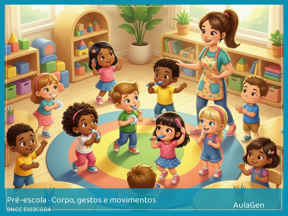 Plano de aula de Corpo, gestos e movimentos para Pré-escola — Mãos que cuidam (BNCC EI03CG04) | AulaGen