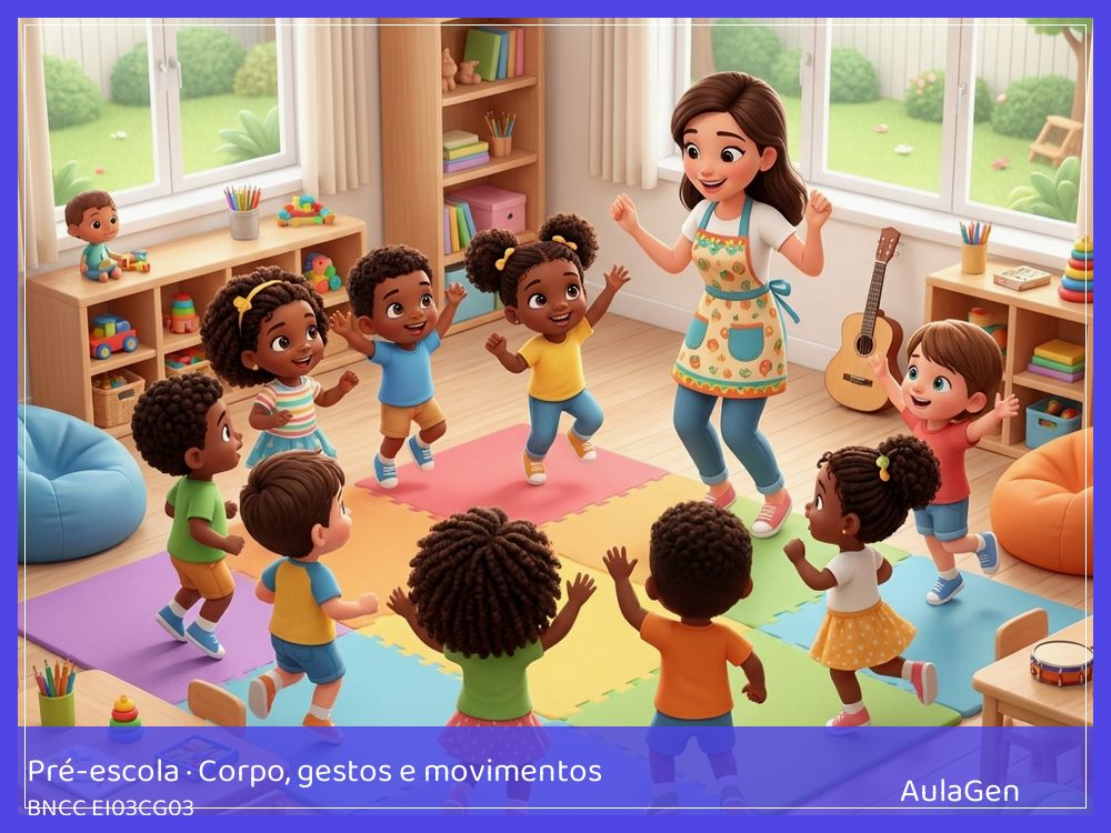 Plano de aula de Corpo, gestos e movimentos para Pré-escola — Mapa da dança da turma (BNCC EI03CG03) | AulaGen