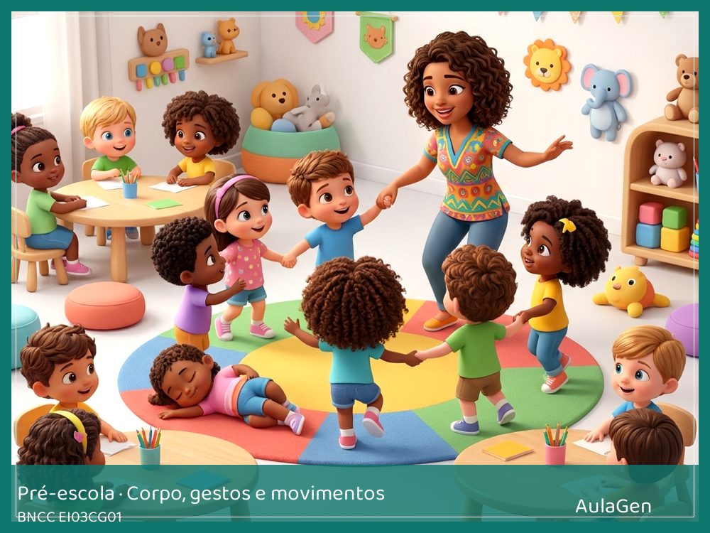 Plano de aula de Corpo, gestos e movimentos para Pré-escola — Teatro dos bichos: corpos que dizem (BNCC EI03CG01) | AulaGen