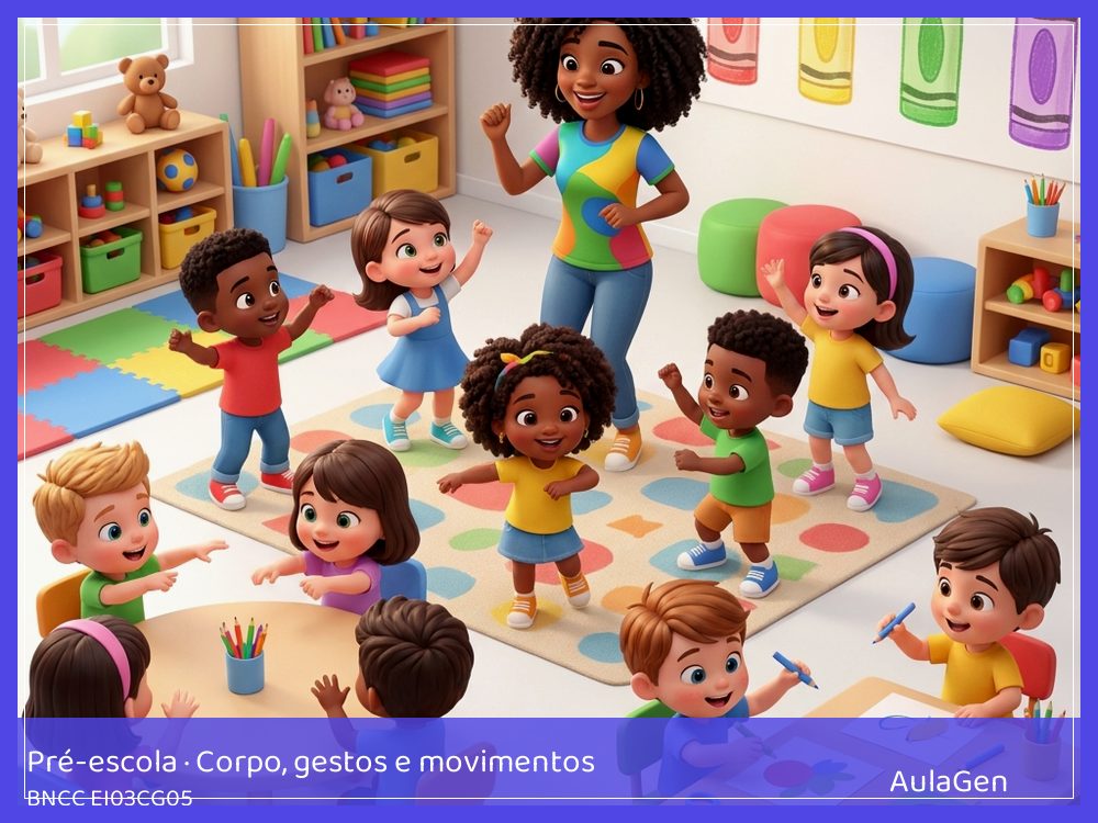 Plano de aula de Corpo, gestos e movimentos para Pré-escola — Tramas de papel colorido (BNCC EI03CG05) | AulaGen