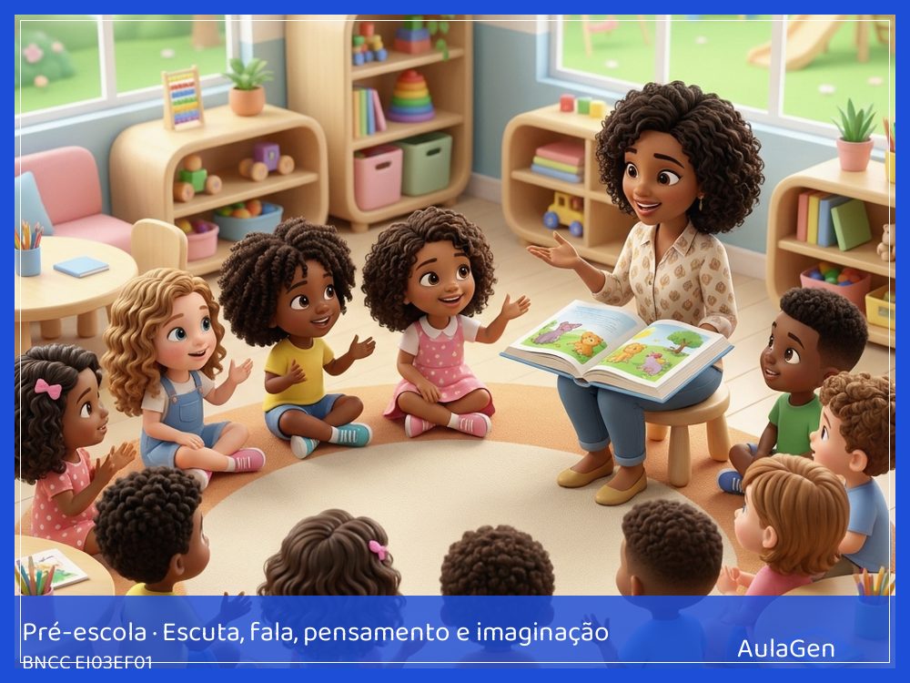 Plano de aula de Escuta, fala, pensamento e imaginação para Pré-escola — A caixa que faz pensar (BNCC EI03EF01) | AulaGen