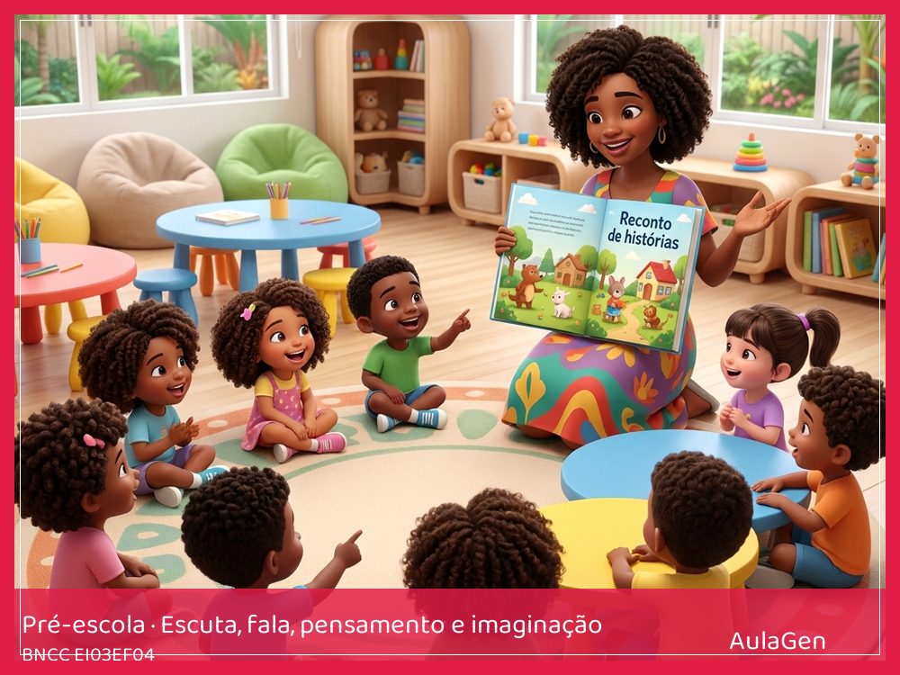 Plano de aula de Escuta, fala, pensamento e imaginação para Pré-escola — A história em nossas mãos (BNCC EI03EF04) | AulaGen