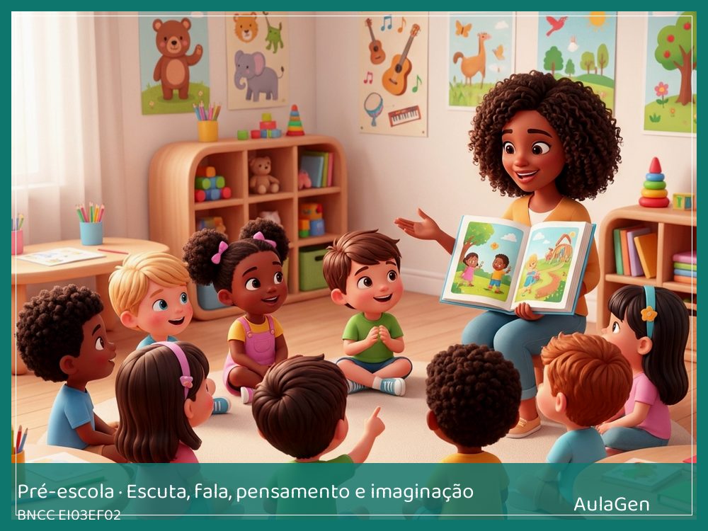 Plano de aula de Escuta, fala, pensamento e imaginação para Pré-escola — Caça-rimas do pátio (BNCC EI03EF02) | AulaGen