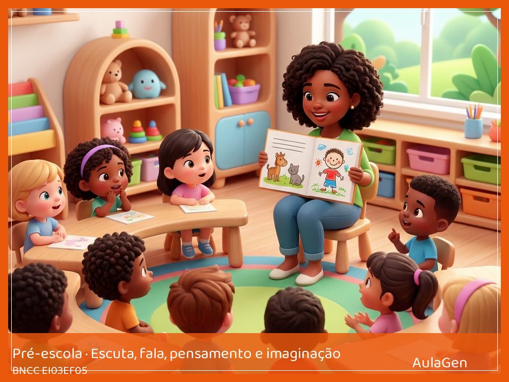 Plano de aula de Escuta, fala, pensamento e imaginação para Pré-escola — Nossa notícia do dia (BNCC EI03EF05) | AulaGen