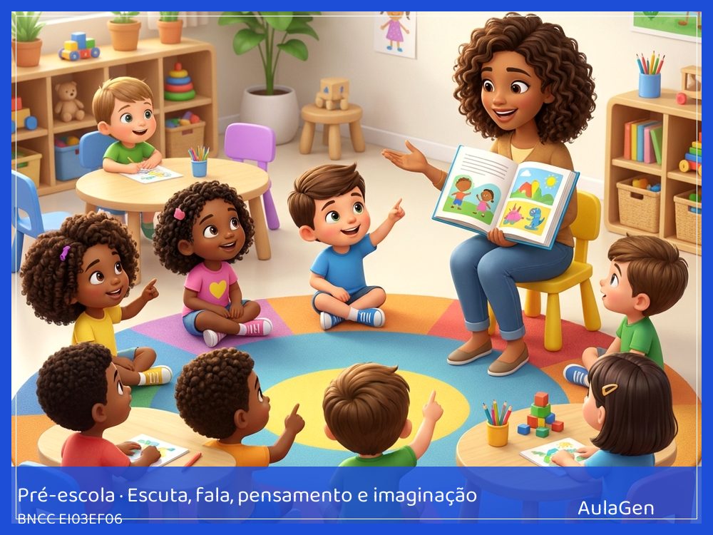 Plano de aula de Escuta, fala, pensamento e imaginação para Pré-escola — Pedras que contam histórias (BNCC EI03EF06) | AulaGen