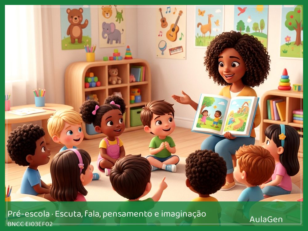 Plano de aula de Escuta, fala, pensamento e imaginação para Pré-escola — Rimas do nome e do corpo (BNCC EI03EF02) | AulaGen