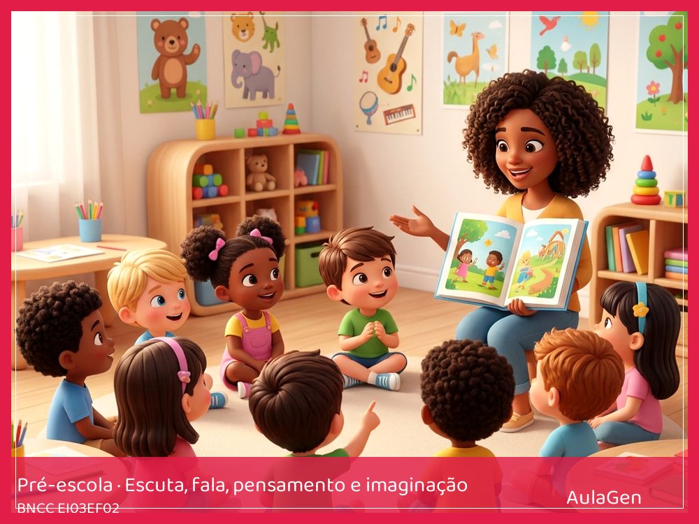 Plano de aula de Escuta, fala, pensamento e imaginação para Pré-escola — Rimas para acolher (BNCC EI03EF02) | AulaGen