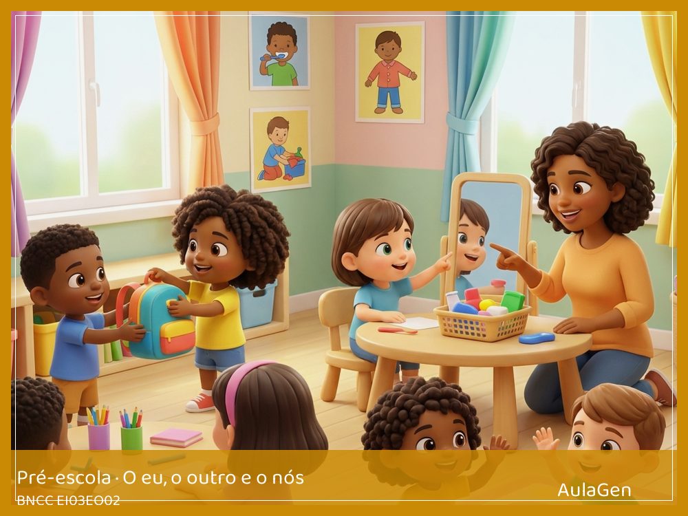 Plano de aula de O eu, o outro e o nós para Pré-escola — Ajudantes da nossa rotina (BNCC EI03EO02) | AulaGen