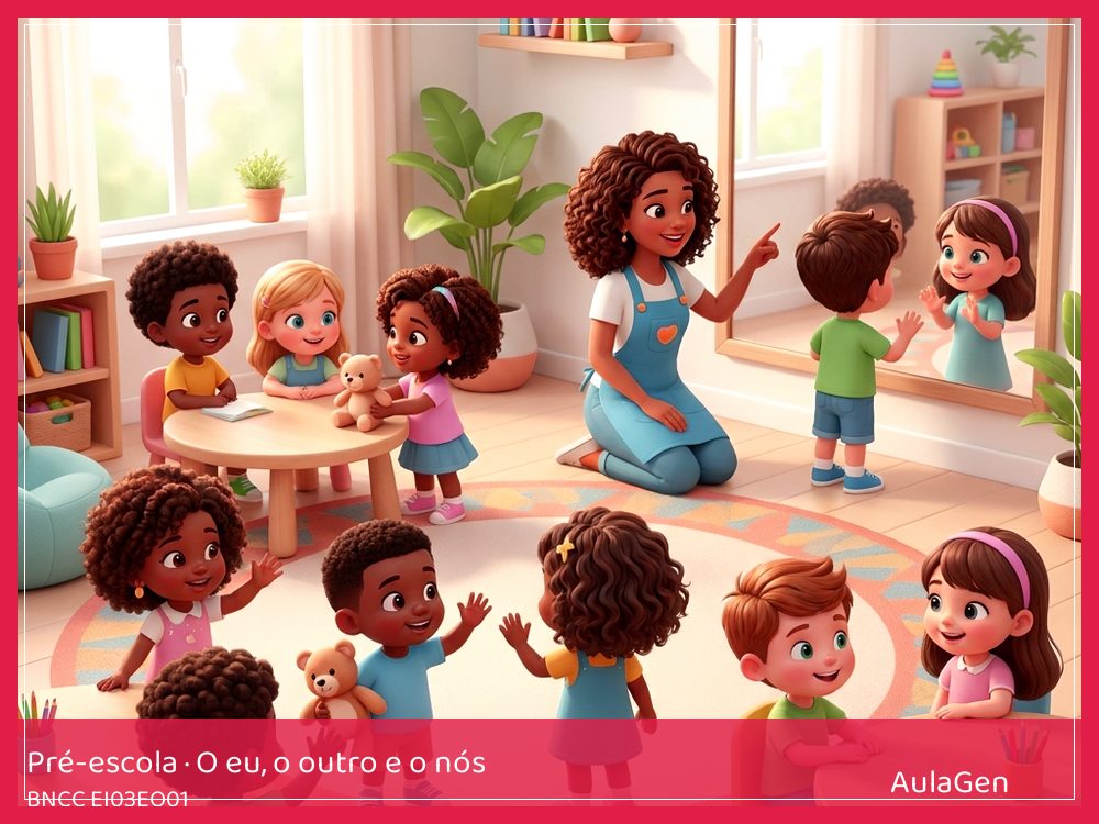 Plano de aula de O eu, o outro e o nós para Pré-escola — Antes de ajudar, eu pergunto (BNCC EI03EO01) | AulaGen
