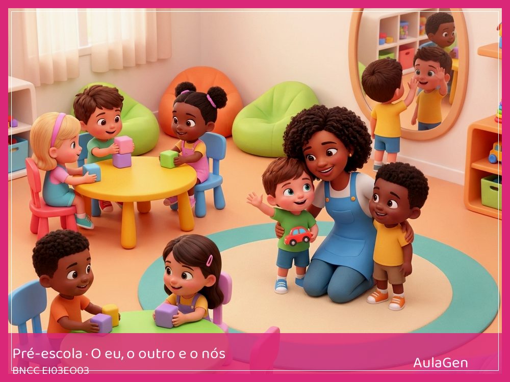 Plano de aula de O eu, o outro e o nós para Pré-escola — Construção que precisa de amigos (BNCC EI03EO03) | AulaGen