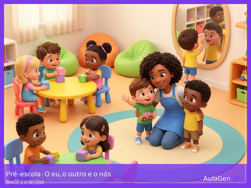 Plano de aula de O eu, o outro e o nós para Pré-escola — Duplas investigadoras (BNCC EI03EO03) | AulaGen