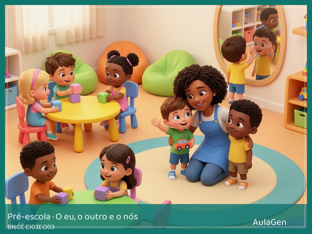 Plano de aula de O eu, o outro e o nós para Pré-escola — Mapa dos colegas: com quem brinco hoje (BNCC EI03EO03) | AulaGen